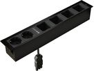 CUBOBOX Steckdoseneinheit schwarz L 6-fach 2x Schuko 4x Leermodul