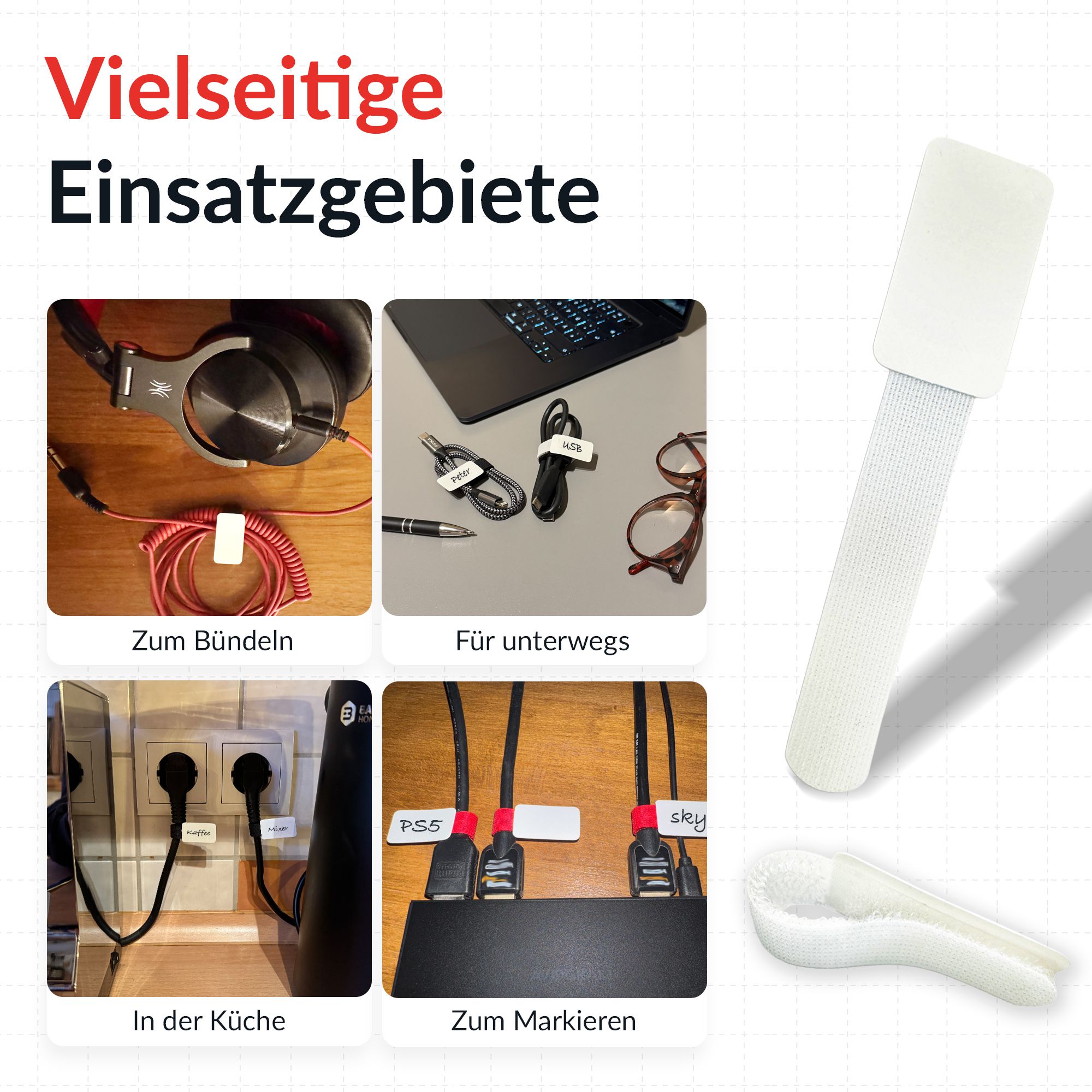 LTC Cable Tags fascette con etichetta bianco / 30 pezzi