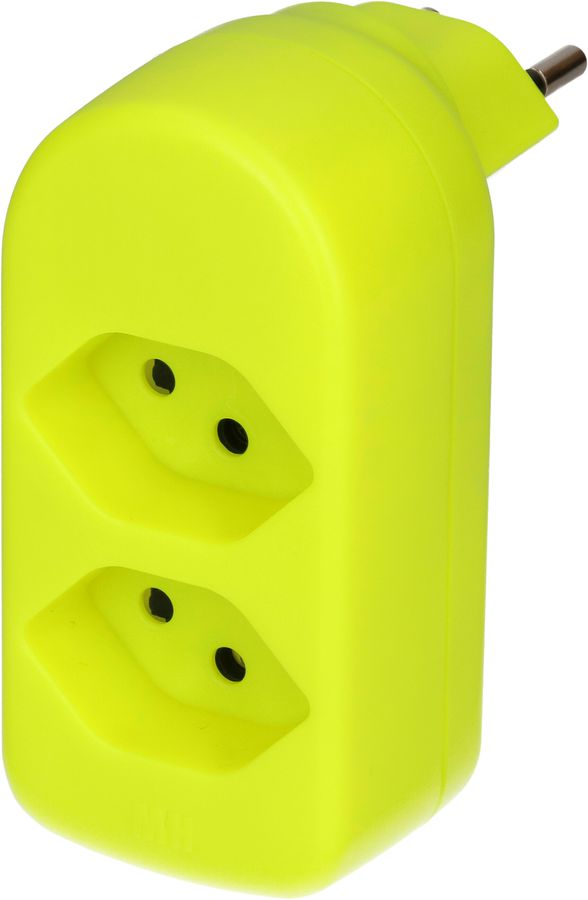 Abzweigstecker ADAPT 2x Typ 13 fl-gelb drehbar BS
