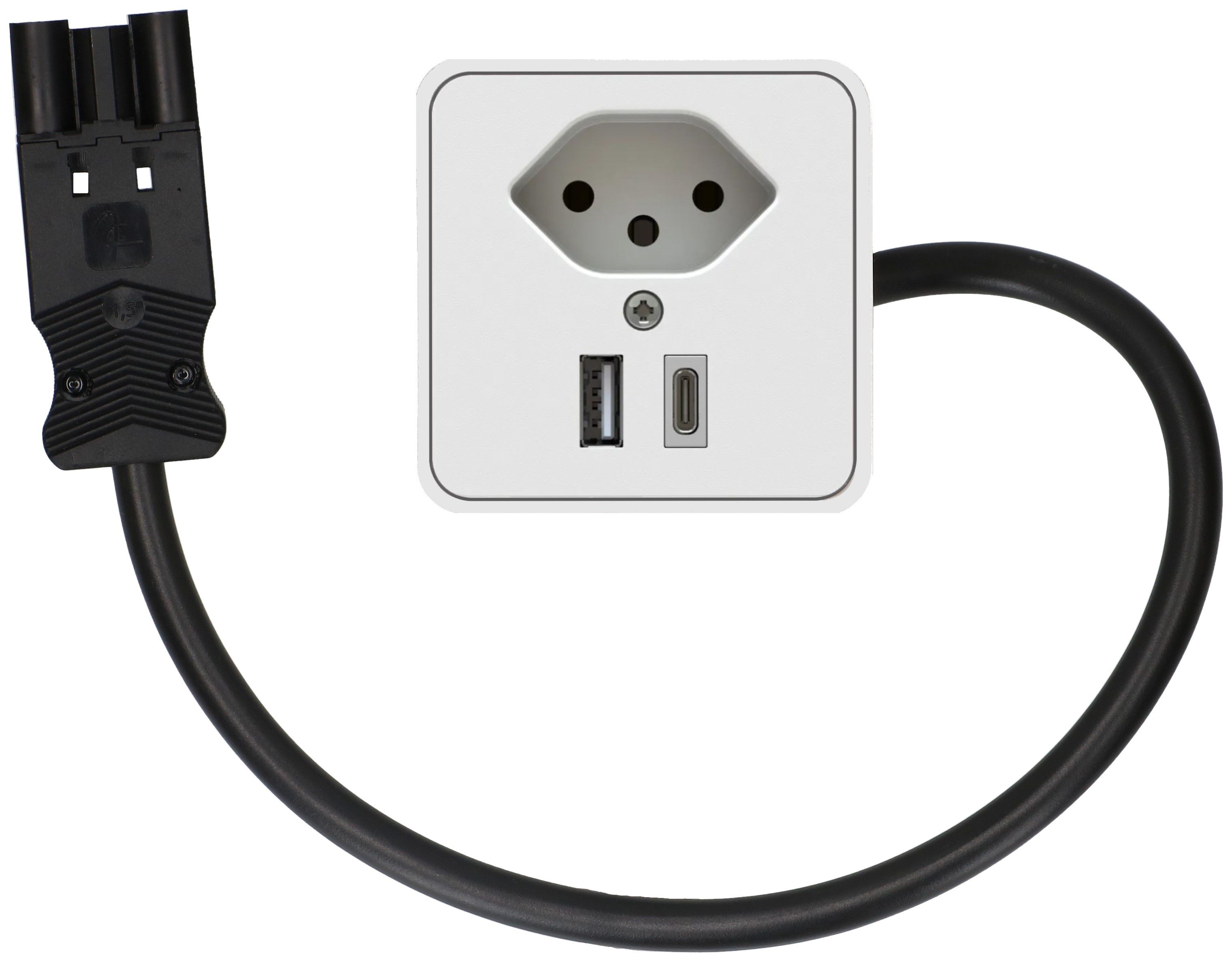 presa aggiuntiva per mobili 1x tipo 13 USB A+C bianco 0.5m AC166