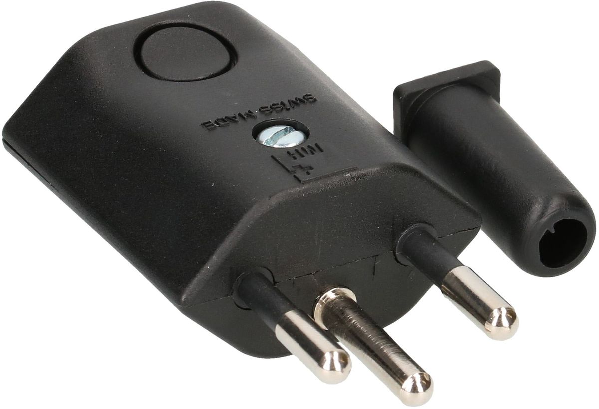 Stecker Typ 12 gewinkelt 3-polig schwarz