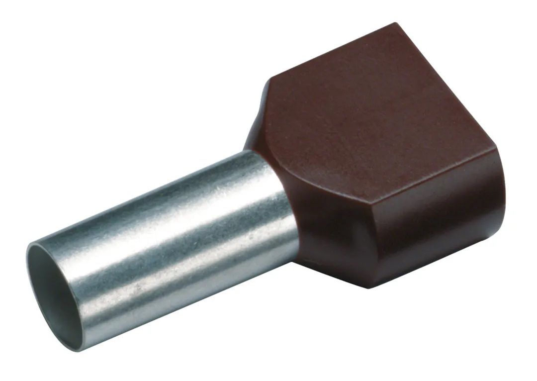 embout de câble jumelé isolé 2x 10mm² x 14mm marron