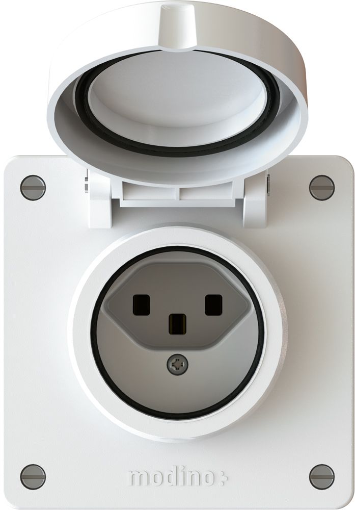 prise 1x type 23 insert avec set frontal exo IP55 blanc