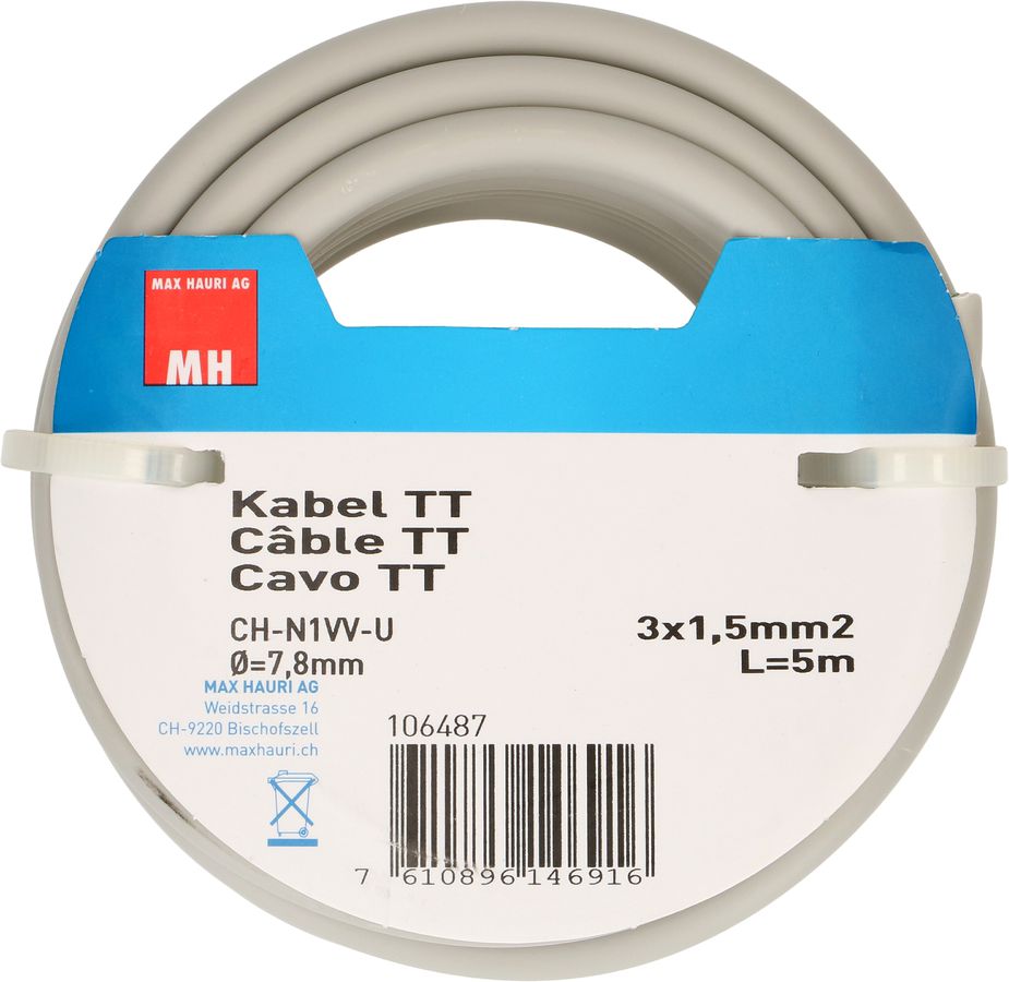 TT-Kabel CH-N1VV-U3G1.5 5.0m grau