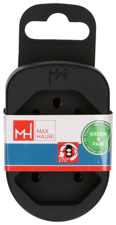 Abzweigstecker ADAPT 2x Typ 13 schwarz drehbar Green+Fair