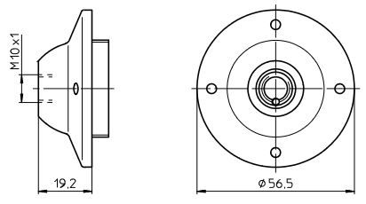 E27-Kappe M10x1 D=57mm schwarz