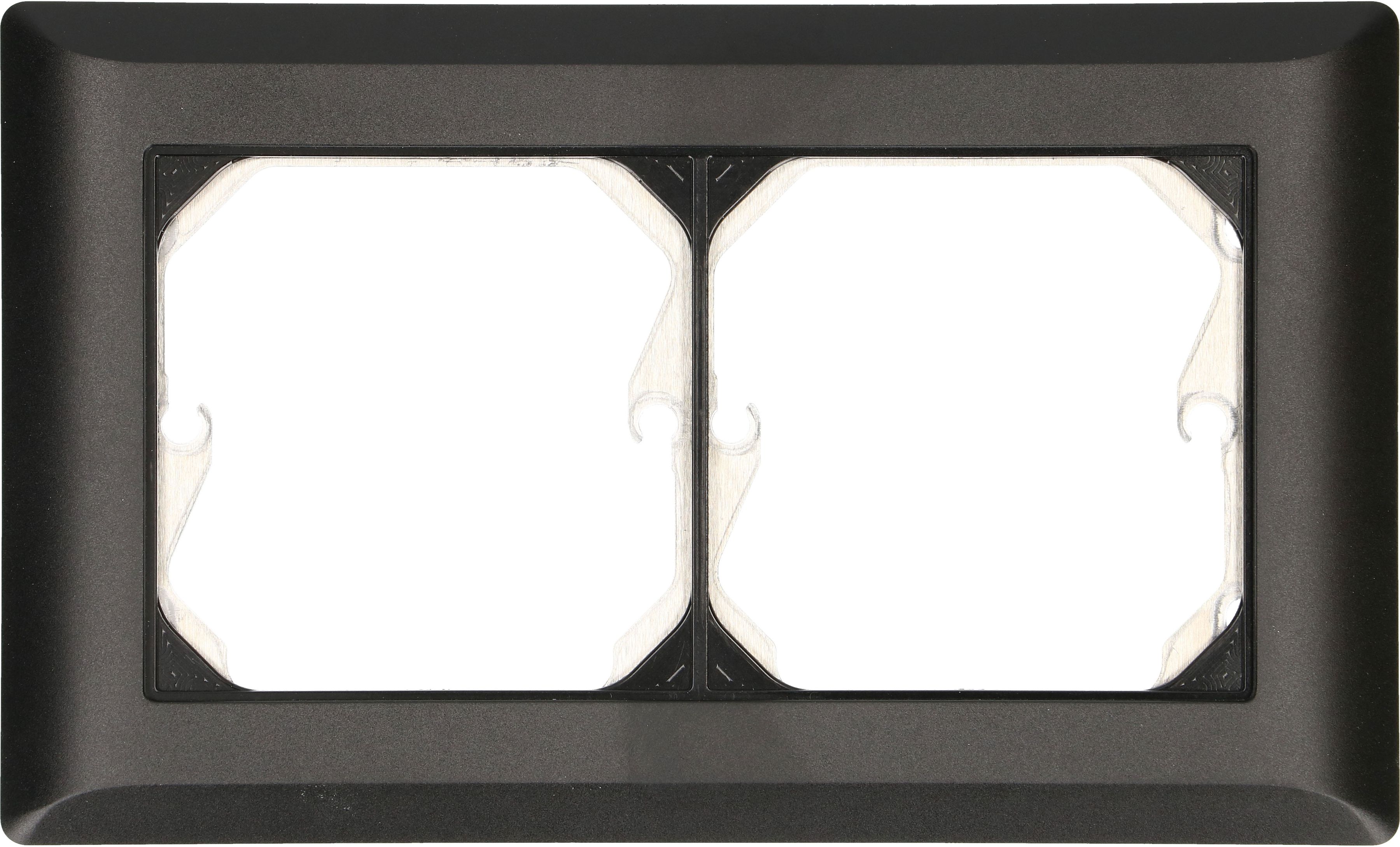 telaio di copertura+placca di fissaggio dim.1x2 INC Kallysto nero