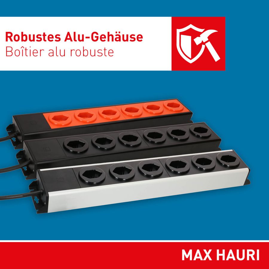 Steckdosenleiste Power Line 6x Typ 23 schwarz/orange 3.0m