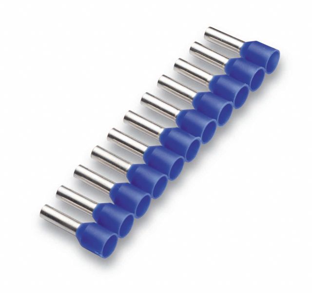 Capocorda isolato 0.75mm²/8mm zincato blu. Rame elettrolitico