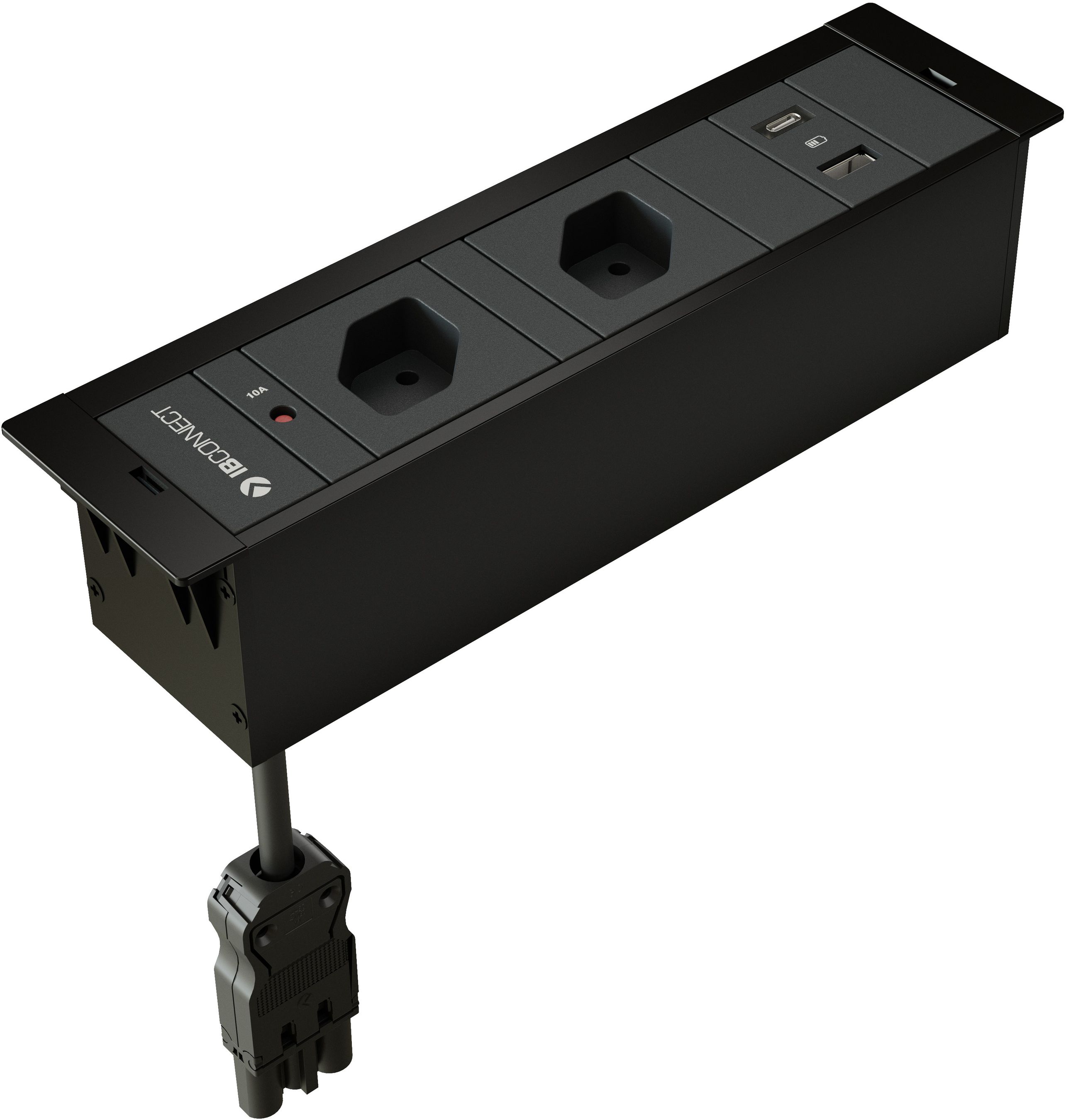 CUBOBOX Steckdoseneinheit schwarz S 3-fach 2x Typ 13 1x USB-A/C