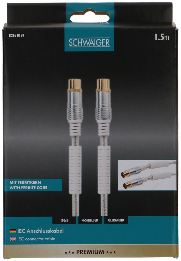 cavo di raccordo IEC 110dB 1.5m trasparente nucleo in ferrite