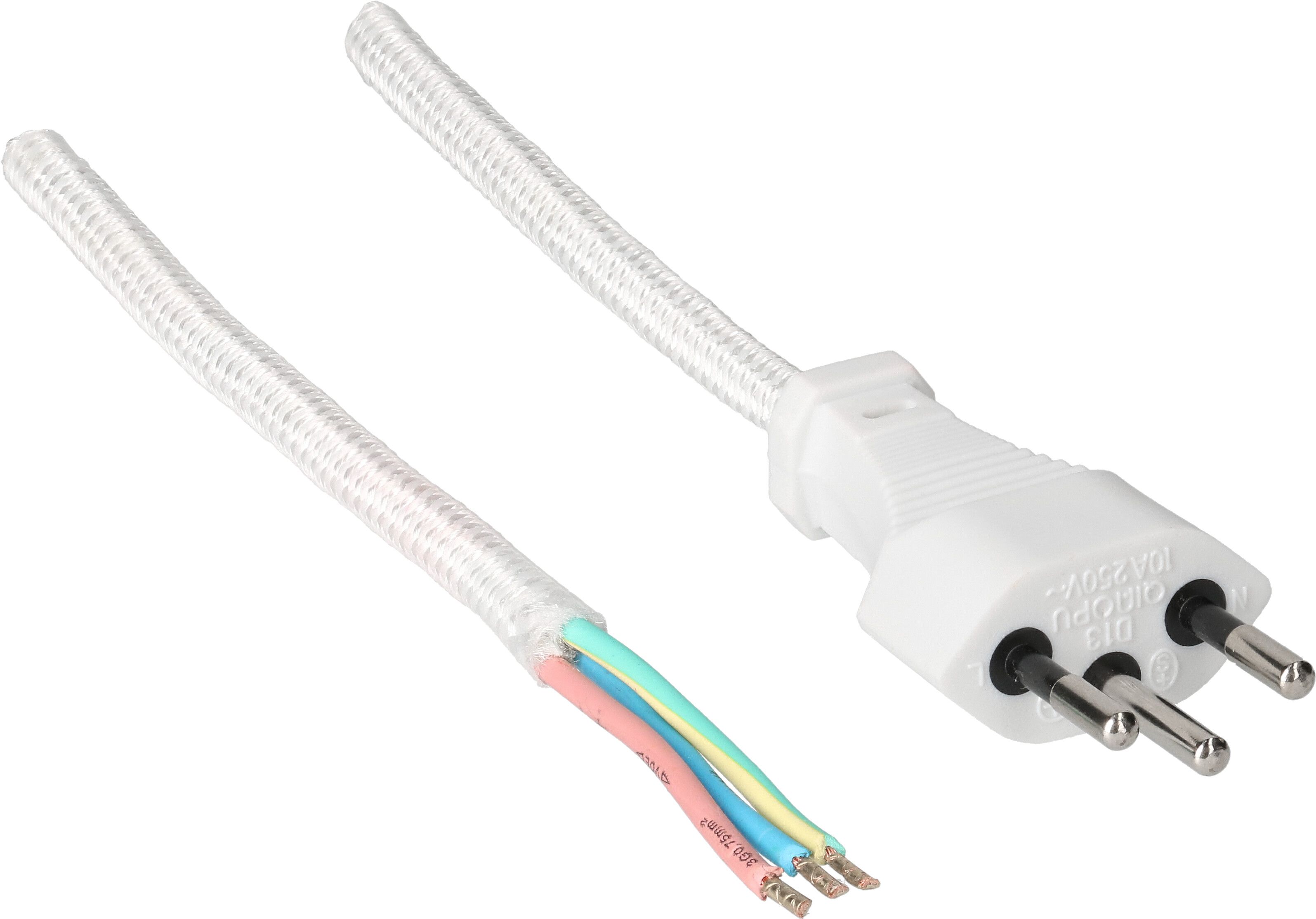 Câble secteur H03RT-H3G0.75 3m blanc/gris type 12