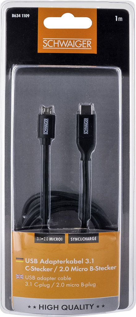 USB 2.0 Kabel 1m schwarz