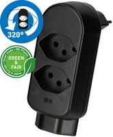 Abzweigstecker ADAPT 2+1x Typ 13 schwarz drehbar Green+Fair