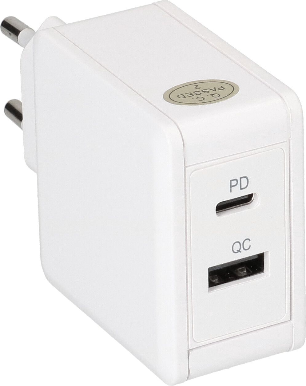 adattatore di ricarica rapida USB 1x USB-C PD 1x USB-A 30W bianco