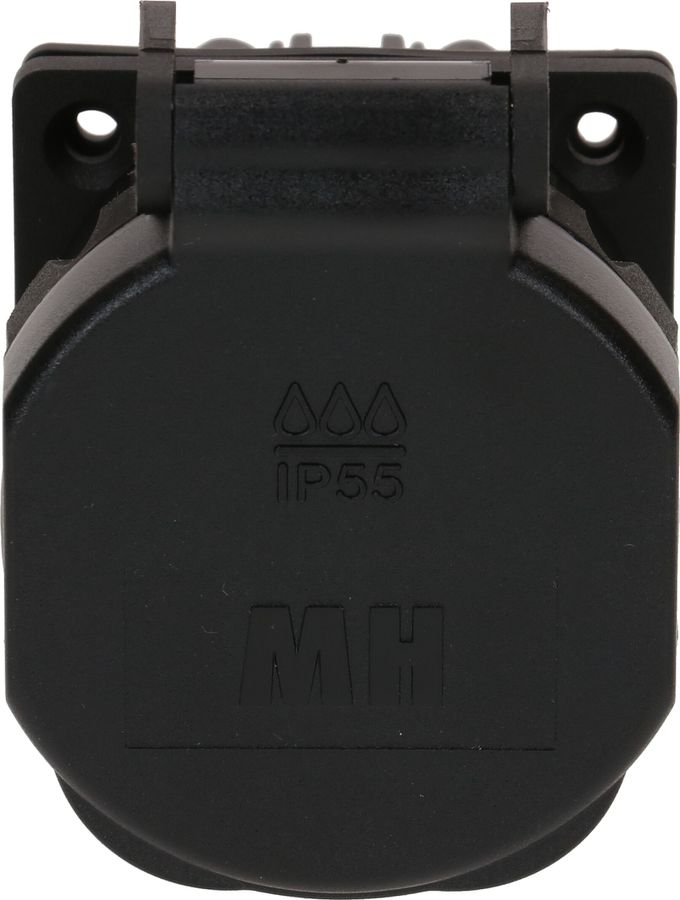 Einbausteckdose 1x Typ 13 L+N+PE Max Hauri IP55 schwarz/schwarz