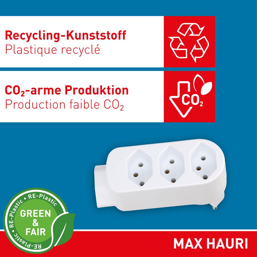 multi adaptateur ADAPT 3+1x type 13 blanc rotatif Green+Fair