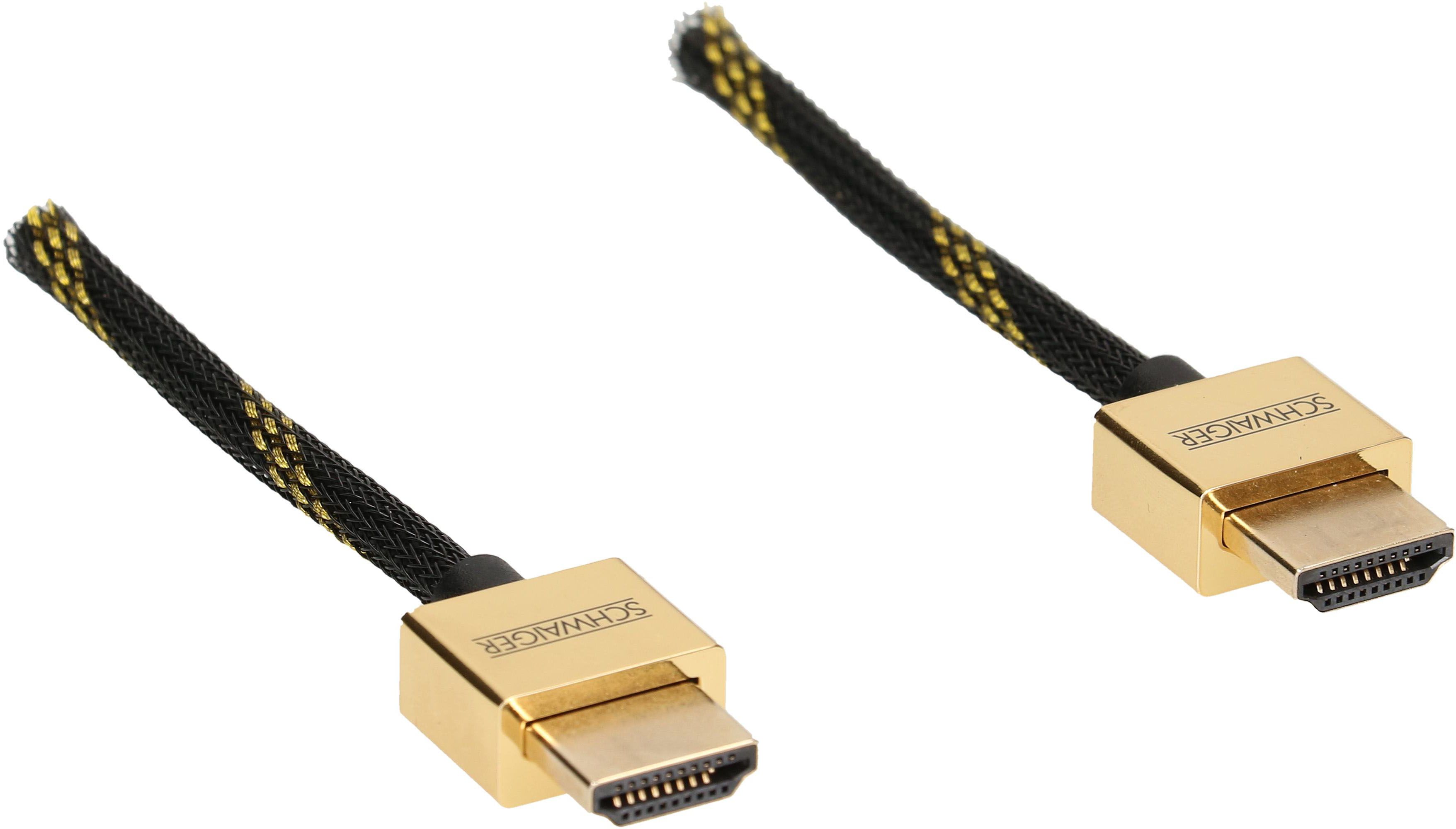 HDMI Slim Cable 1.5m schwarz/gold