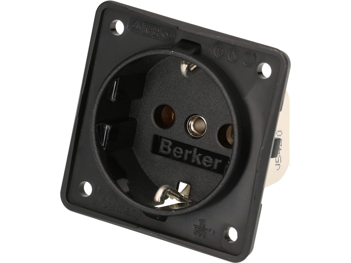 Steckdose 1x Schuko Apparat mit Frontplatte Berker Mobil-R sw