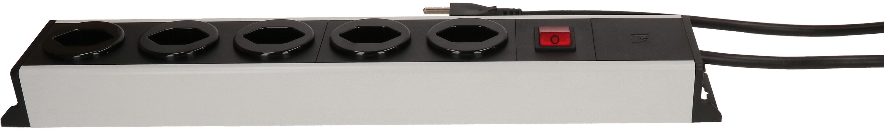 Steckdosenleiste Power Line 5x Typ 23 grau/schwarz Schalter 3.0m