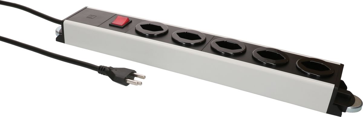 Steckdosenleiste Power Line 5x Typ 23 gr/sw Schalter 1.5m Magnet