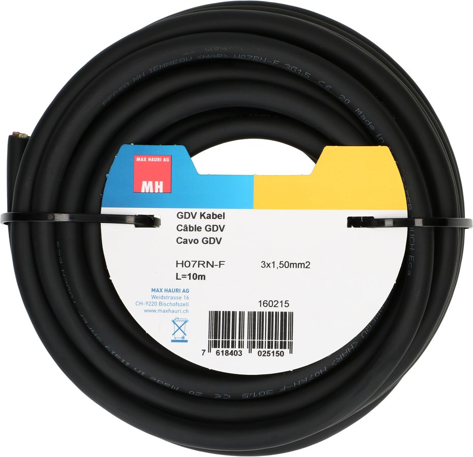 GDV-Kabel H07RN-F3G1.5 10m schwarz