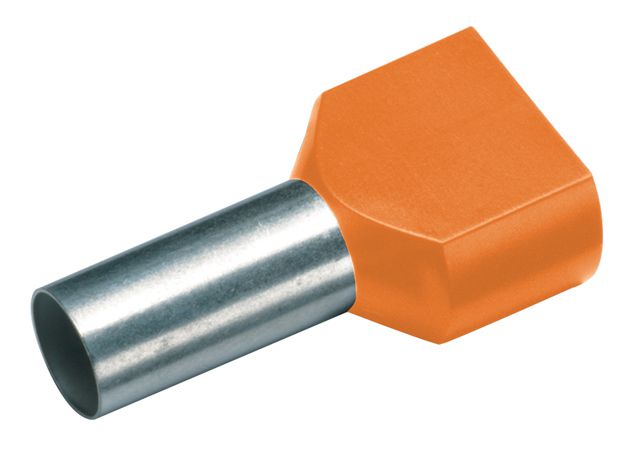 Isolierte Zwillings-Aderendhülse 2x0.5mm²/8mm orange