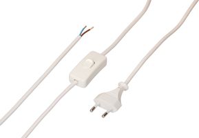 TDLF câble secteur H03VVH2-F2X0.75 2m blanc interrupteur type 26