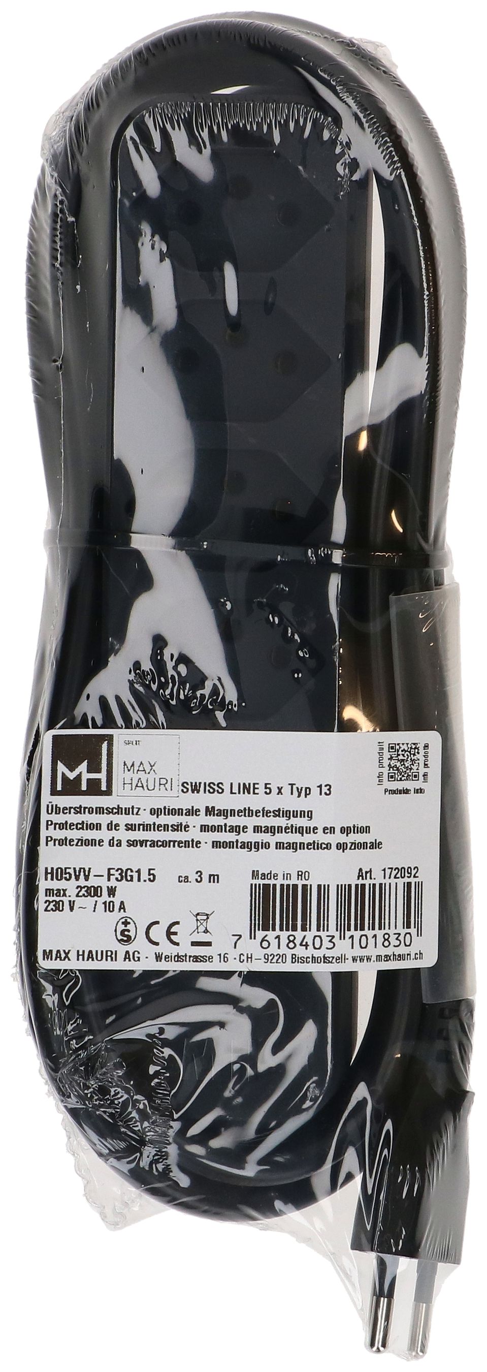 Steckdosenleiste Swiss Line 5x Typ13 schwarz