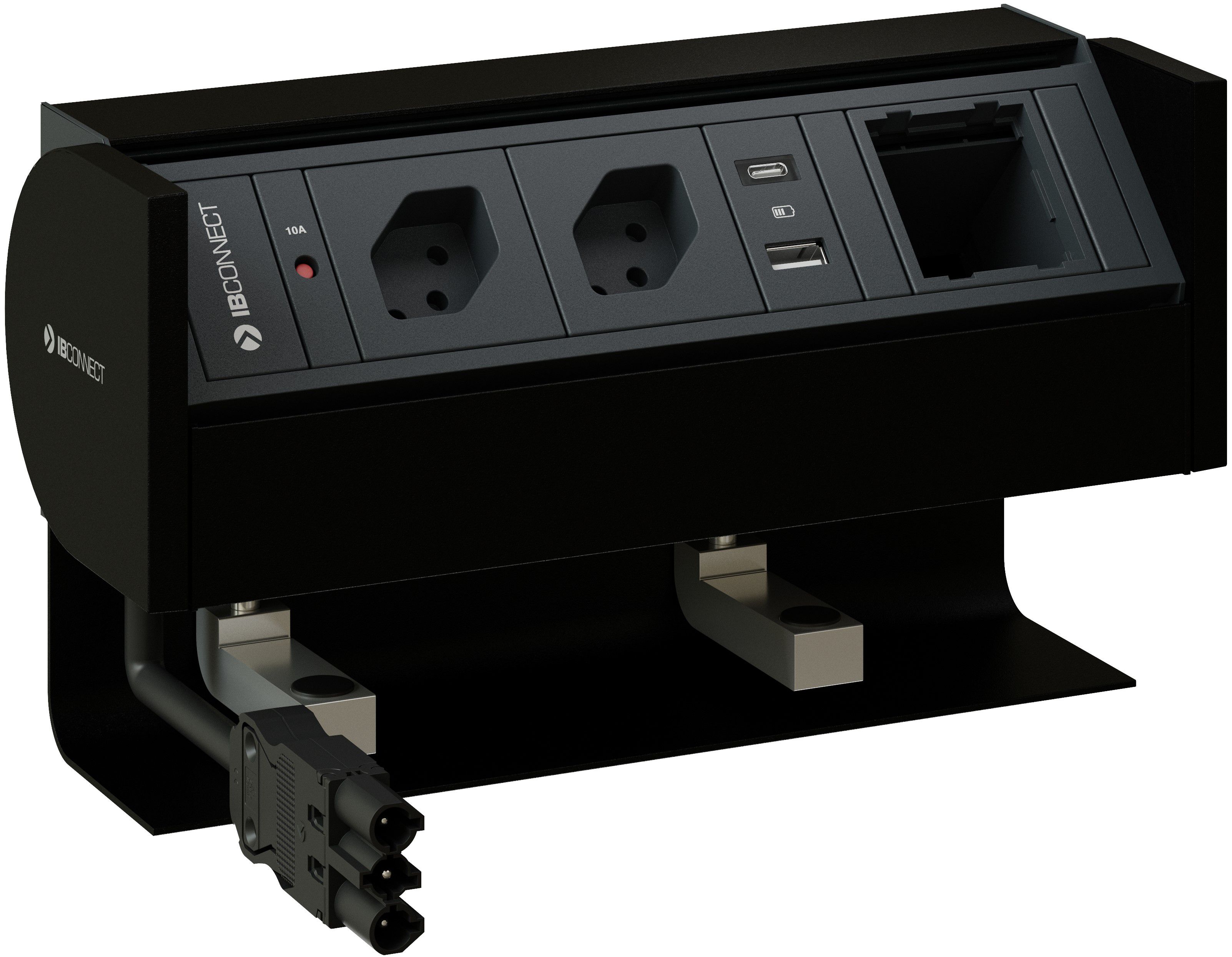 PRISMA Steckdoseneinheit schwarz 2x Typ 13 1x USB-A/C 1x Leer