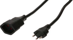 TD-Verlängerung H05VV-F3G1.5 10m schwarz BS Typ 12 / Typ 13