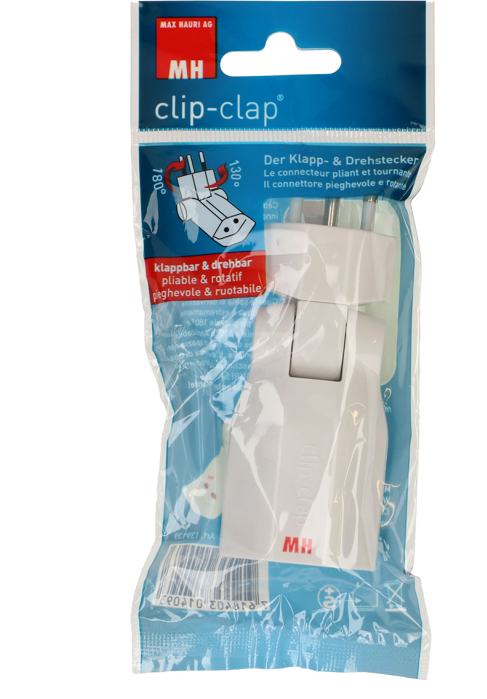 multi adaptateur clip-clap 1x type 13 3 pôles blanc