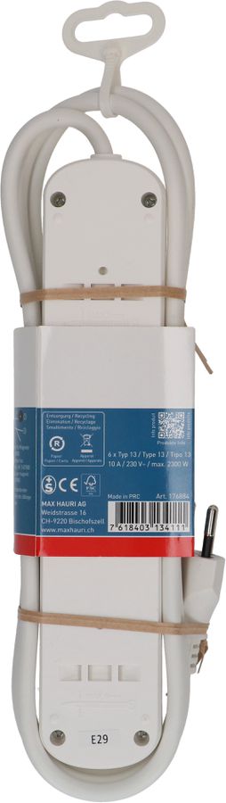 Steckdosenleiste Basic Line 6x Typ 13 ws Schalter 1.5m Green+Fair