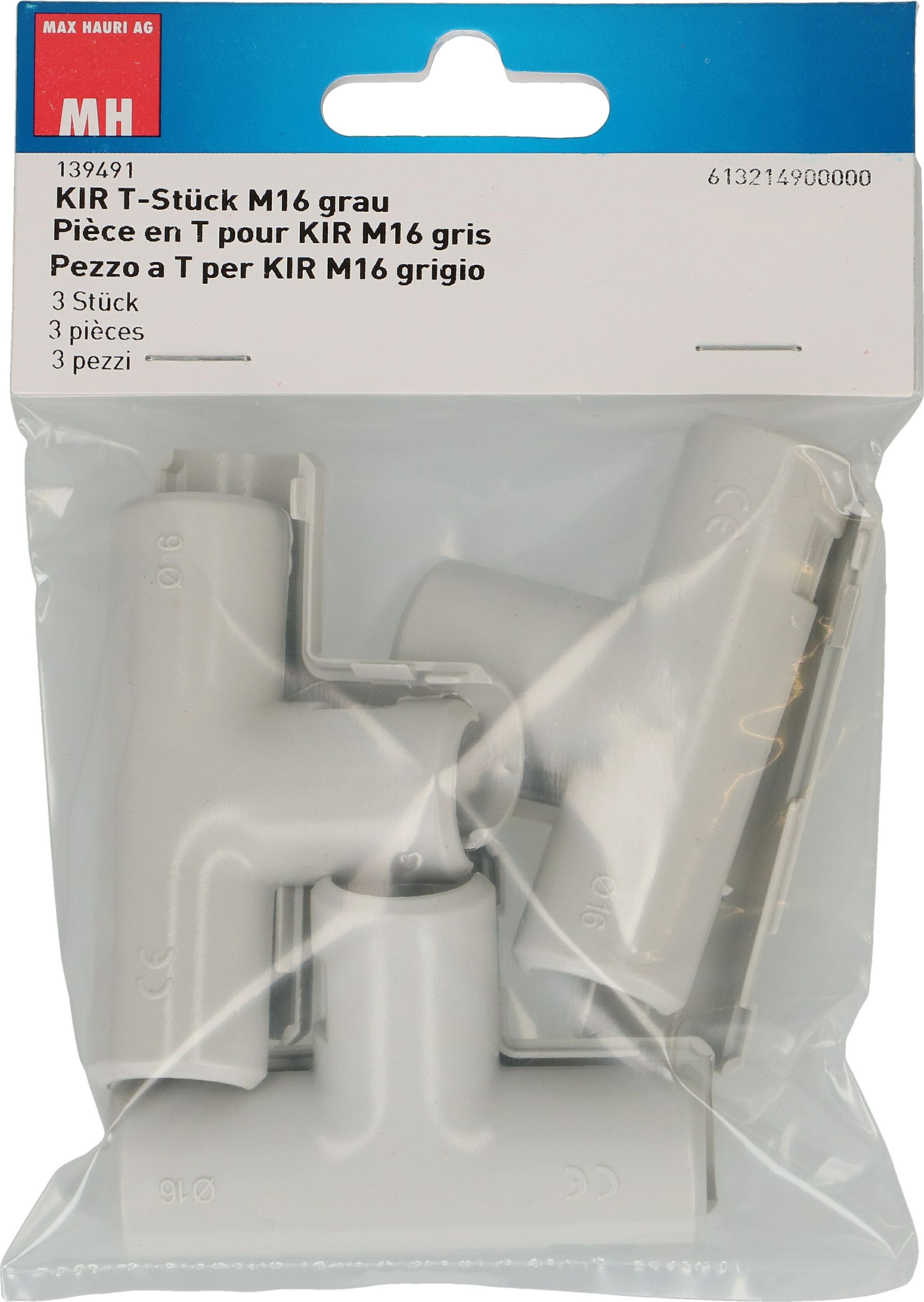 raccord T TIT M16 en 2 parties gris / 3 pièces