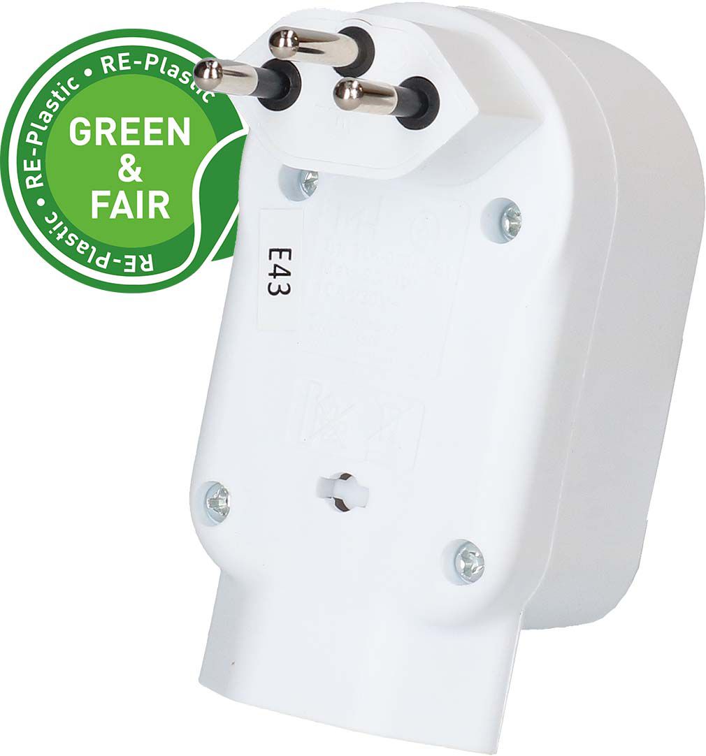 Abzweigstecker ADAPT 2+1x Typ 13 weiss drehbar Green+Fair