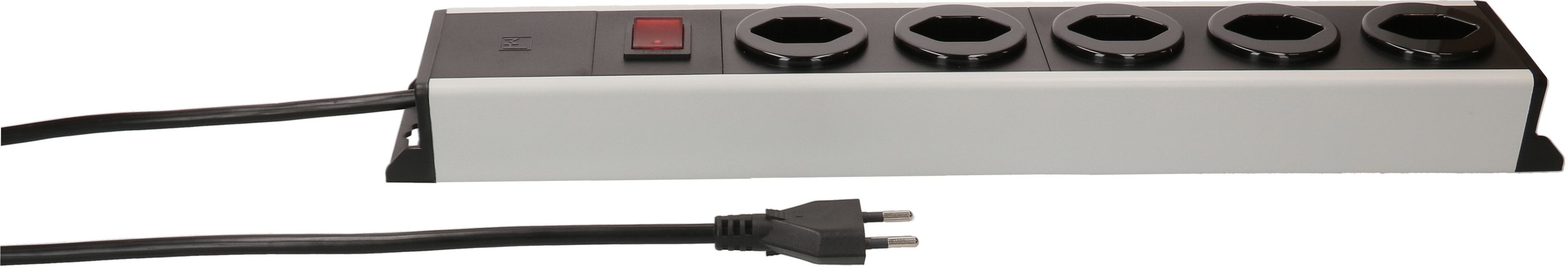 Steckdosenleiste Power Line 5x Typ 13 grau/schwarz Schalter 5.0m