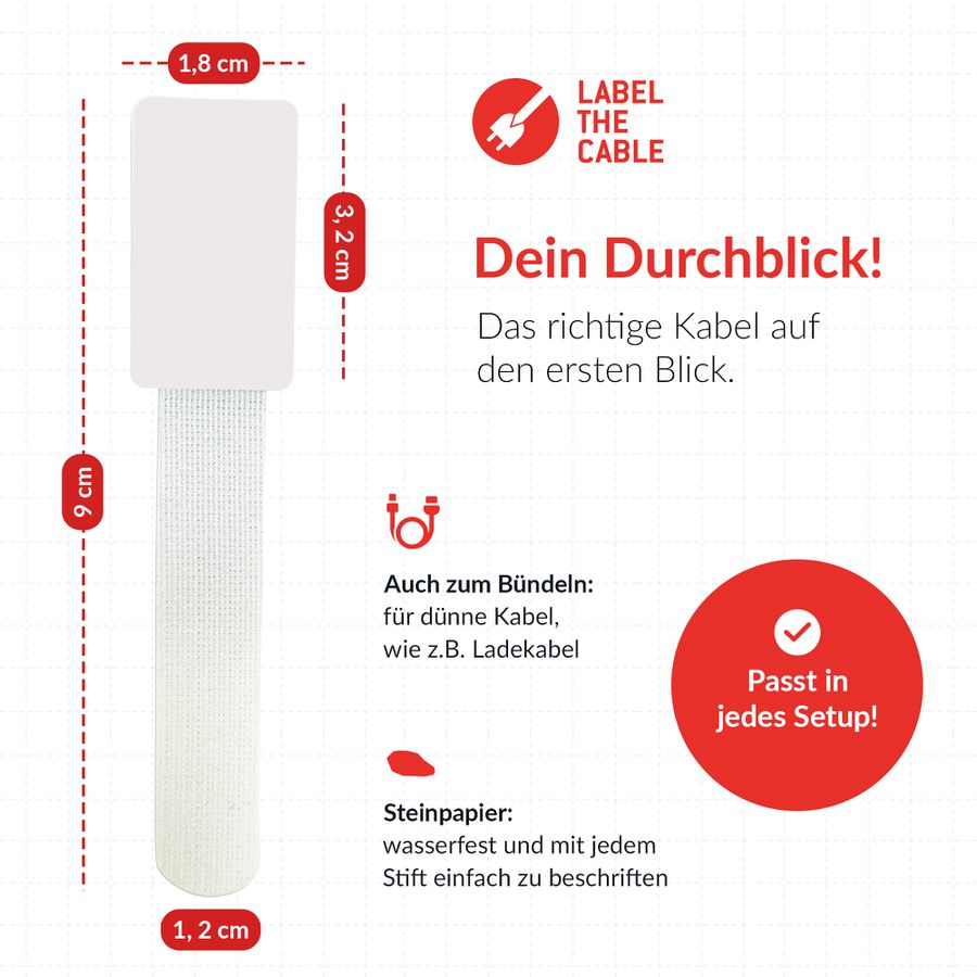 LTC Cable Tags fascette con etichetta bianco / 30 pezzi