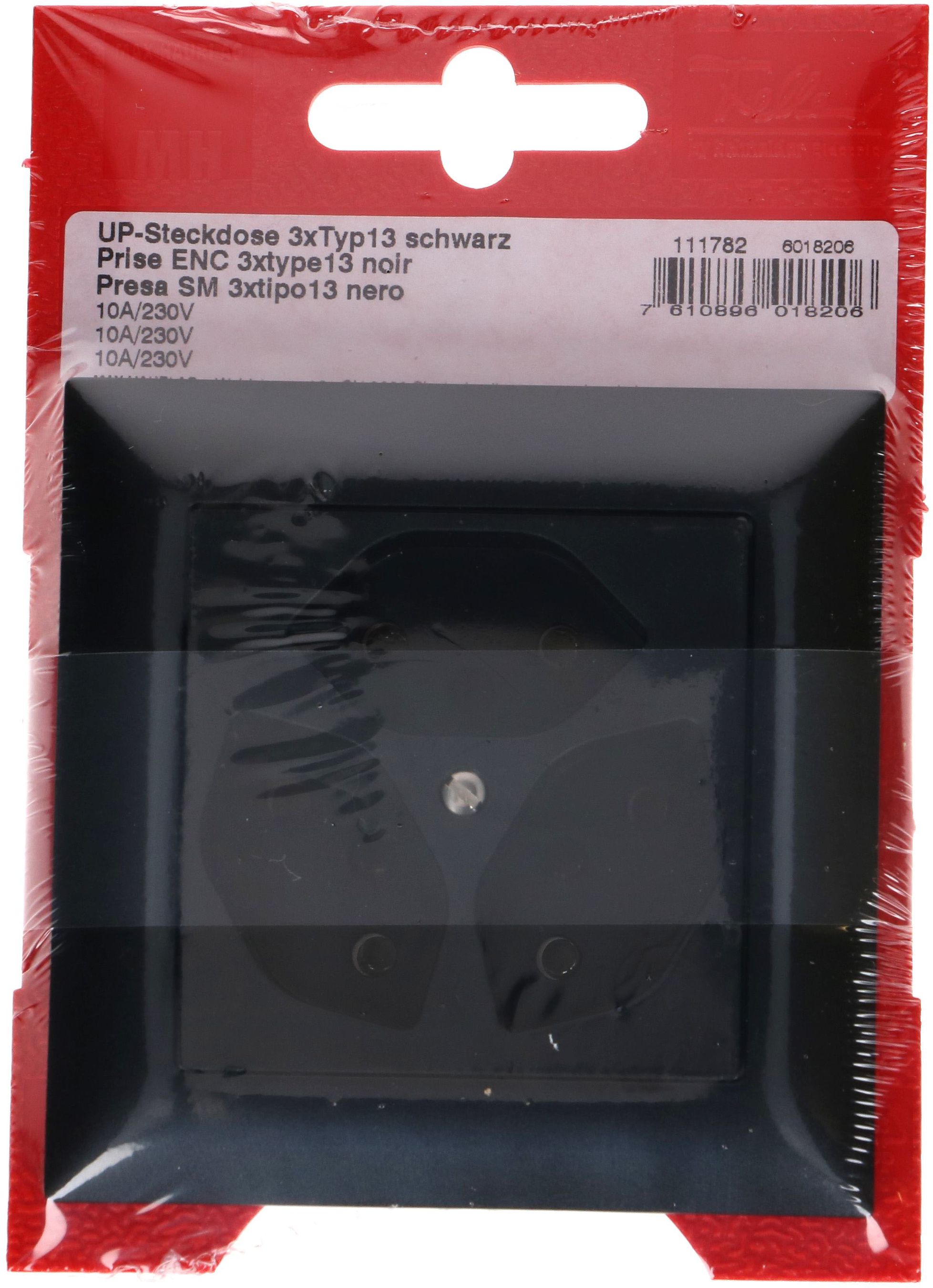 Steckdose 3x Typ 13 Gr.1x1 UP EdizioDue schwarz