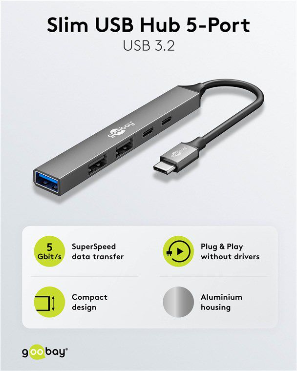 USB-Hub USB-C auf USB-A und USB-C mit PD
