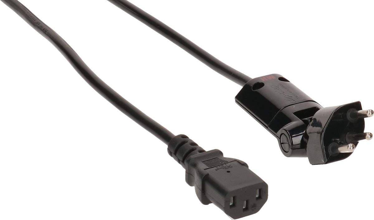 TD-Apparatekabel H05VV-F3G0.75 2m schwarz Typ 12 clip-clap/C13