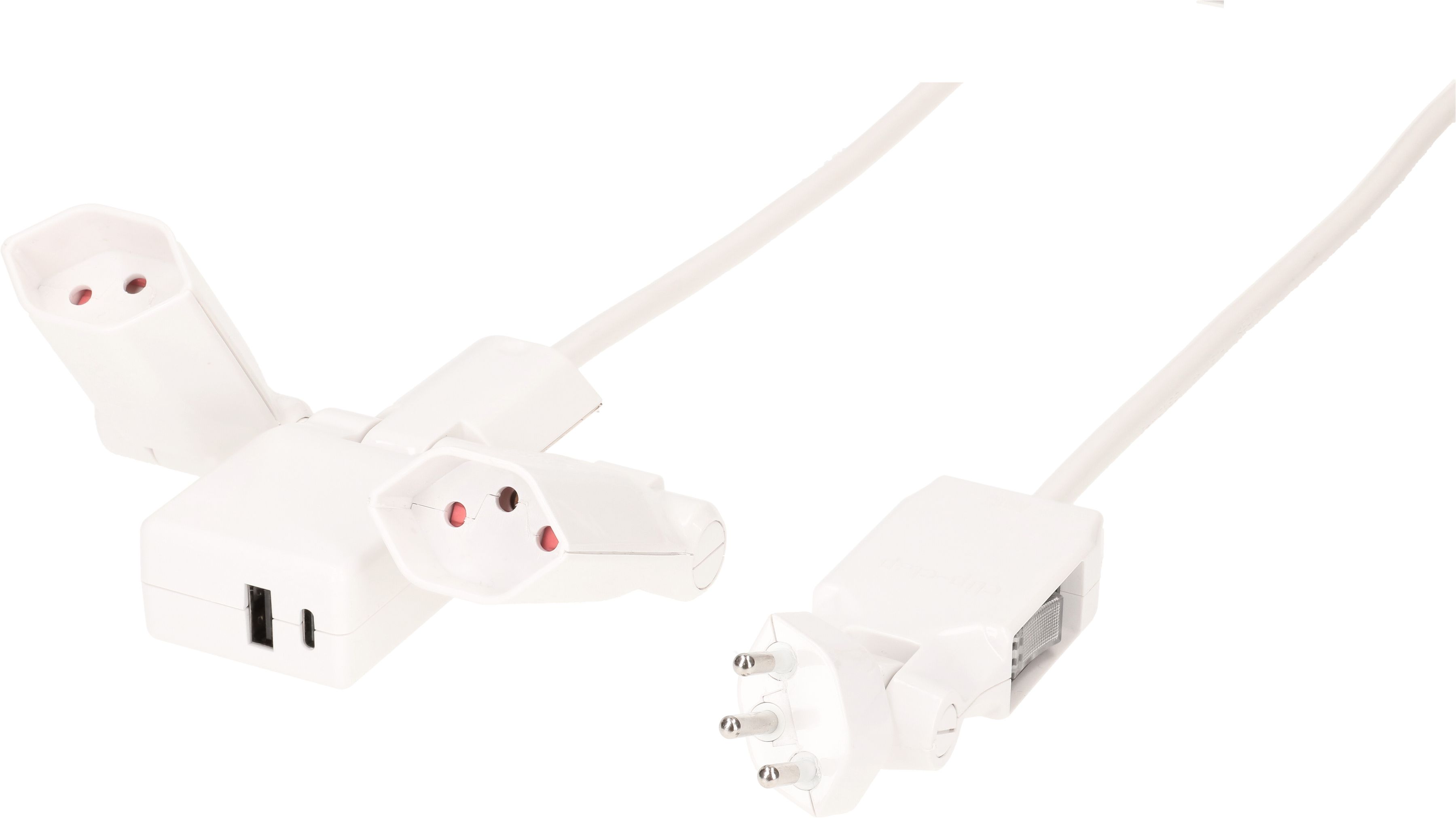 Multiple socket clip-clap Line 2x type 13, 1x USB-charger