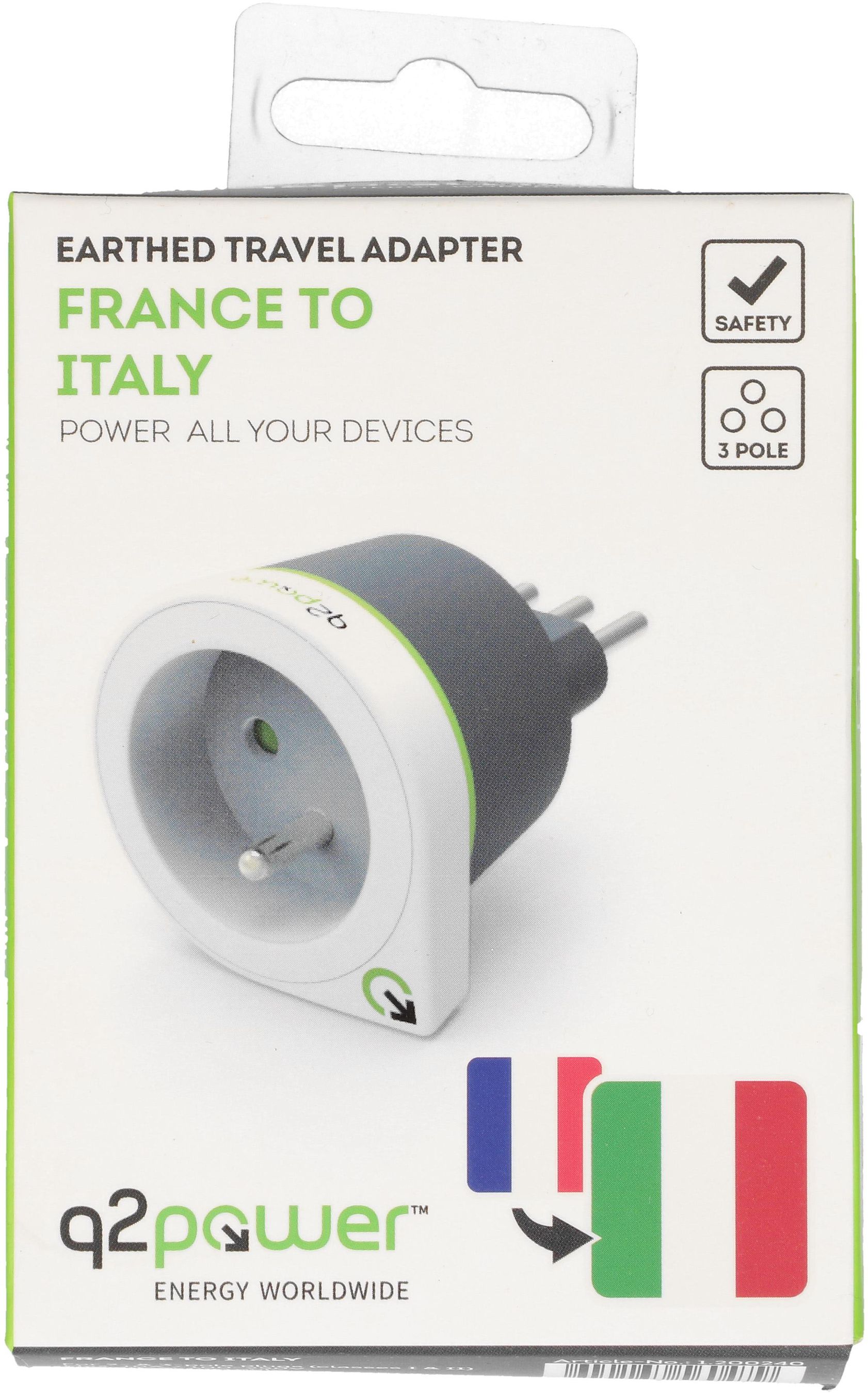 Reiseadapter France to Italy