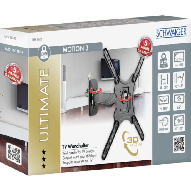 TV Wandhalter MOTION 3 schwarz bis 35kg neigbar/schwenkbar
