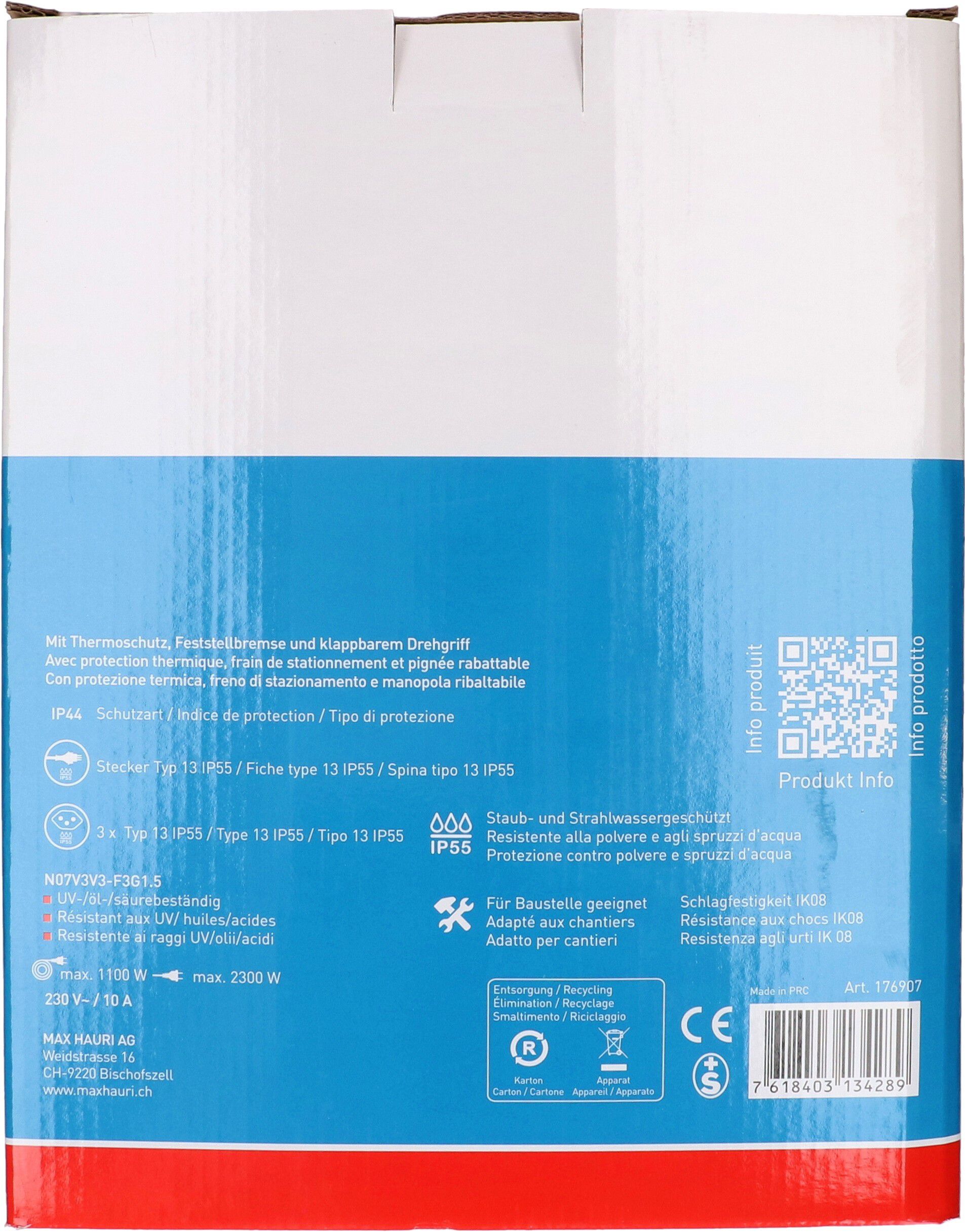 Kabelrolle 3x Typ 13 IP55 20m schwarz