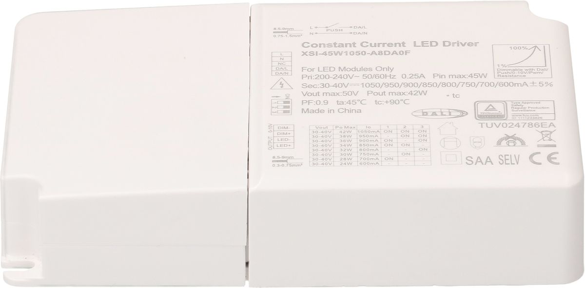 LED-Konstantstromtreiber DALI2, 1-10V, Push, 24-42W einstellbar