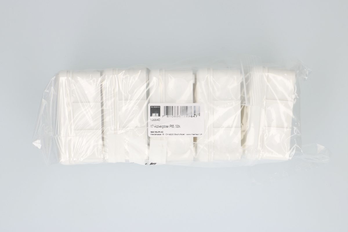 Abzweigdose 85x85x38.5mm AP leer IP65 weiss / 5 Stück