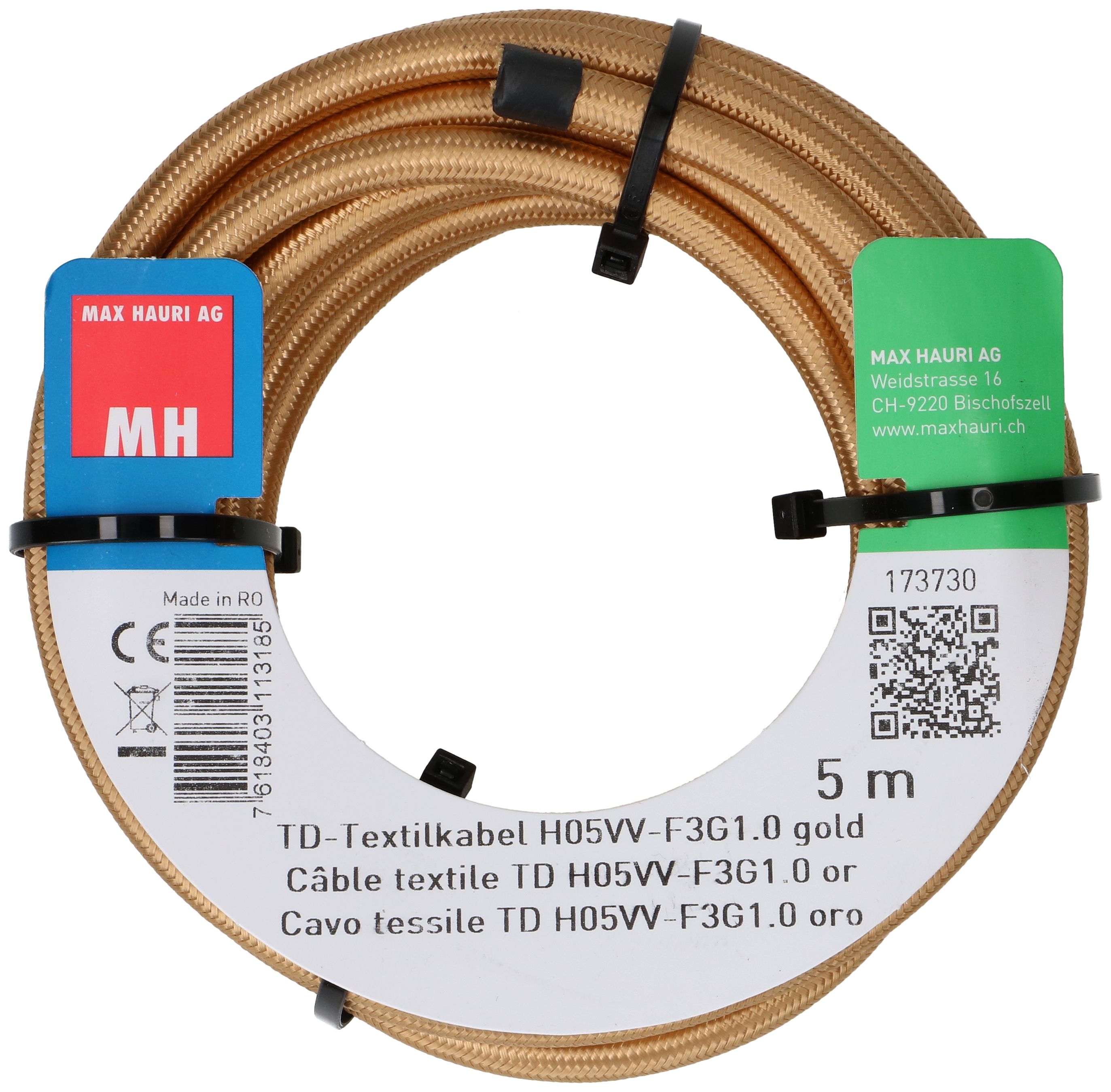 câble textile TD H05VV-F3G1.0 5m or