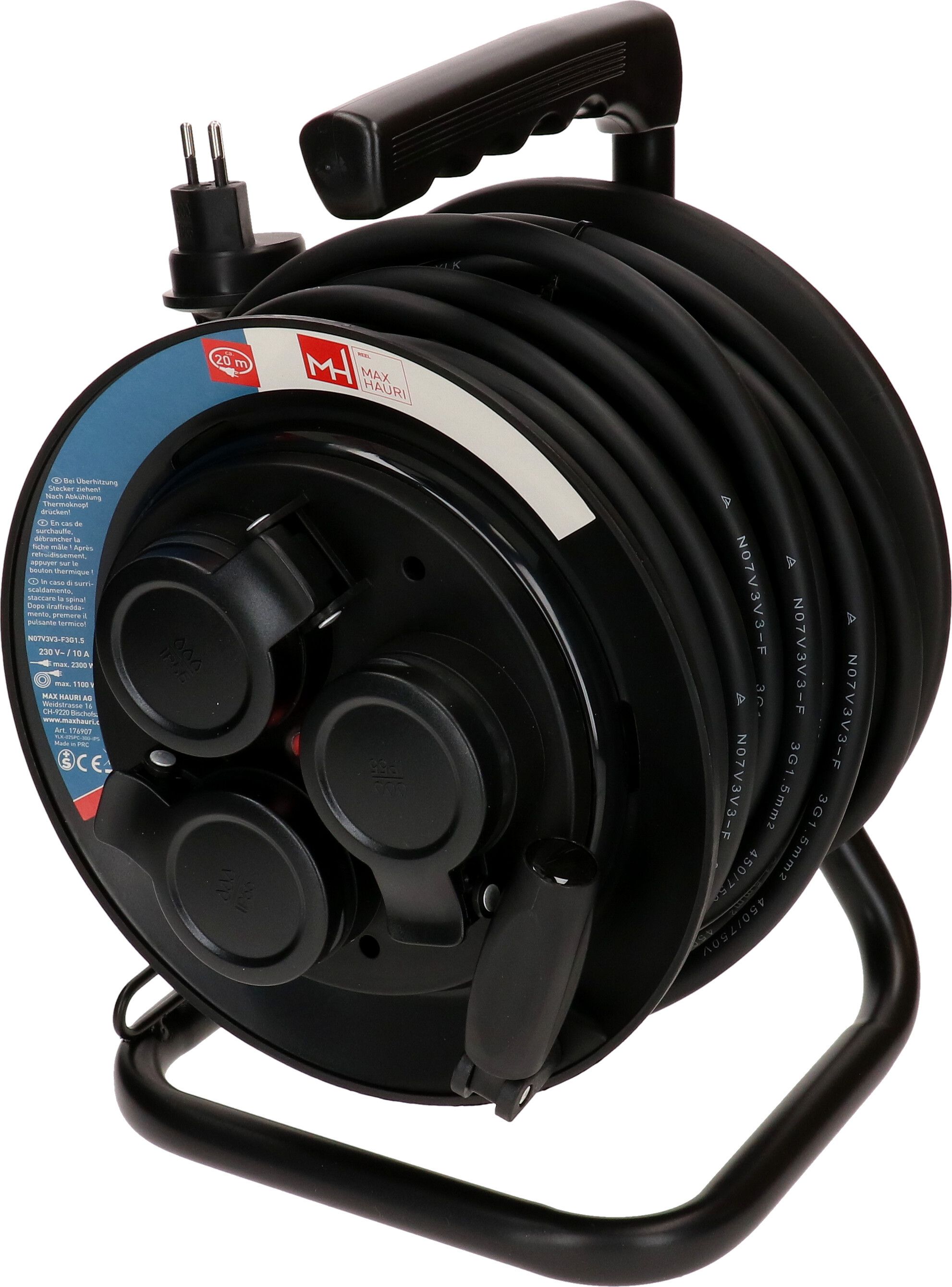 Kabelrolle 3x Typ 13 IP55 20m schwarz