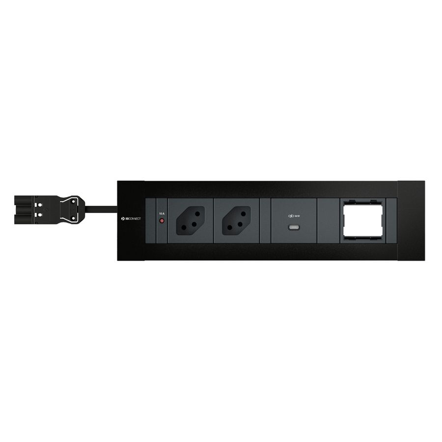 INTRO2.0 Steckdoseneinheit schwarz 2x Typ 13 1x USB-C 60W 1x leer