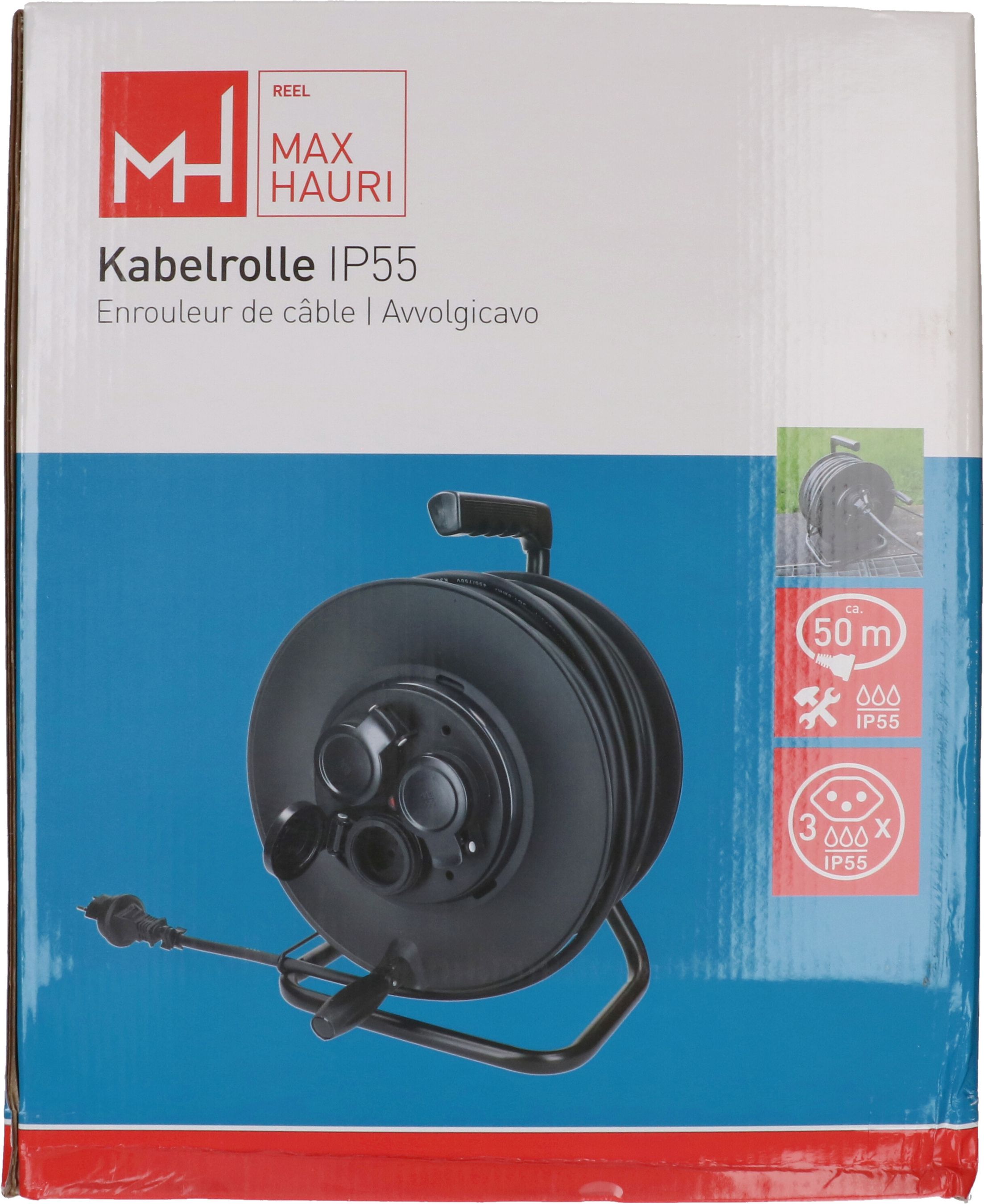 Kabelrolle 3x Typ 13 IP55 50m schwarz